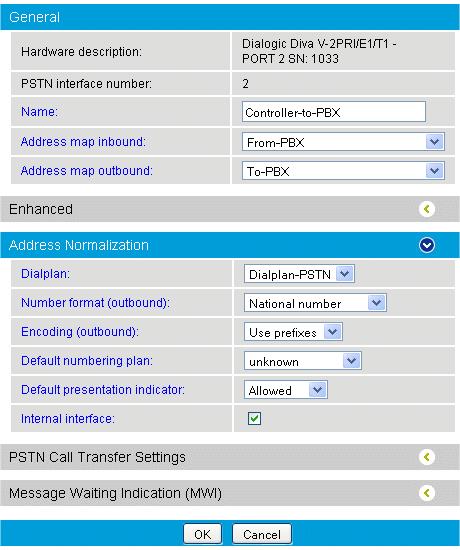 Dialogic 4000 Media Gateway Series Reference Guide Leave the remaining parameters at their default values. Click OK to save the settings and close the window.