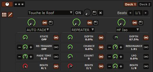 DJ-FX Plugin The DJ-FX Plugin gives you control of two FX units, each with three chained effects slots per unit.