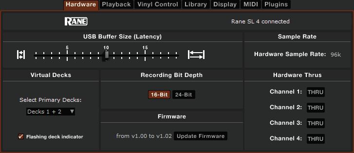 Hardware USB Buffer Size (Latency) Scratch Live processes audio in small chunks.