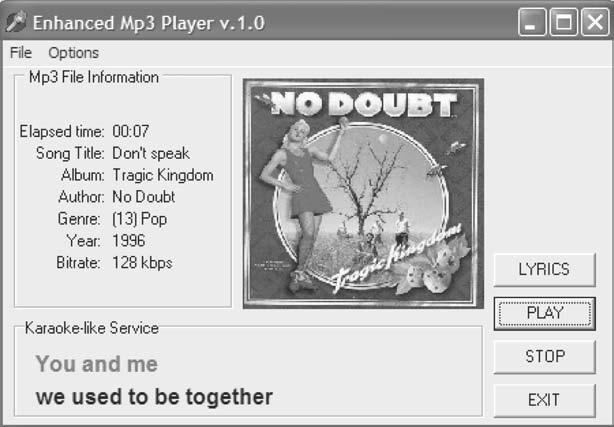 n Figure 3. The graphical interface of our MP3 player. tributed. (Therefore, the MECDL description has the secure attribute inside the <body> tag.