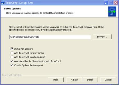 5 INSTALL THE TRUECRYPT APPLICATION If you have not done so, download and install TrueCrypt. Desktop Support Staff can find TrueCrypt on the Desktop Support shared drive.