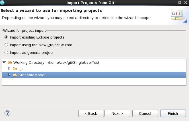 The result is a project available in RSARTE: Note that this is a referenced project. The files are not stored in your Eclipse workspace, instead the files are stored in the Git repository.