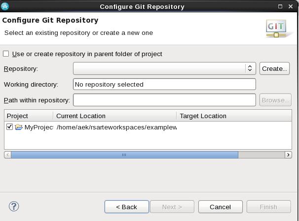 Since several different Eclipse projects can be stored in one Git repository the main task of this dialog