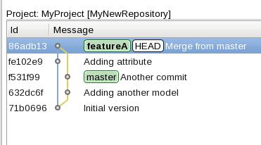 A warning though: Do not merge from command line if RSARTE has not been added to Git as a merge handler.
