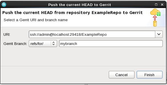 If using the RSARTE user interface you will have a Push to Gerrit... command available for repositories in the Git Repositories view.