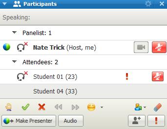 To take control back, click on your name, and select Make Presenter. Note: The icon is displayed next to the presenter.