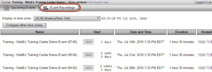 Click on WebEx in the course navigation sidebar 4.