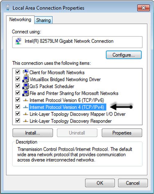 Center. Click on Local Area Connection.