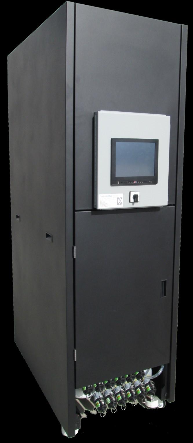 The Chilldyne Cooling Distribution Unit (CDU) is a negative pressure system that uses liquid to cool up to 300kW of server heat.