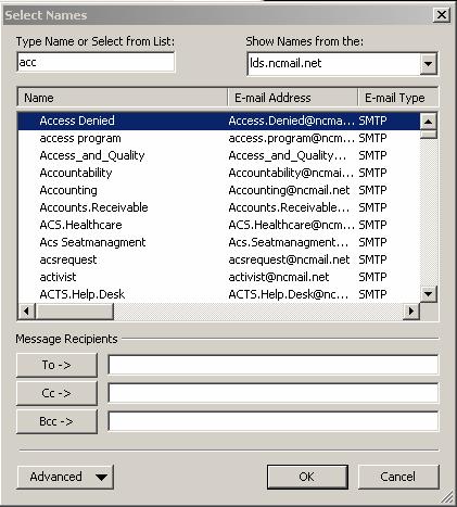 Confirming LDAP Configuration Open Outlook Click on Click to compose new email