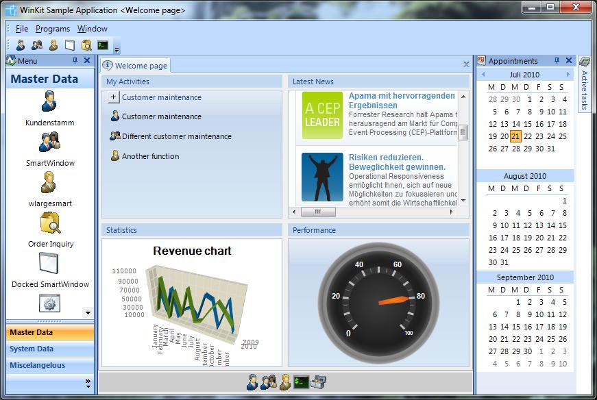 Demo Sample MDI container showing various embedding scenarios AppBuilder view Embedded view (runtime) MDI Childs with Toolbar Independent Windows with