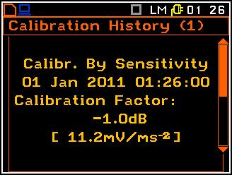 4.2.5. History of the calibrations Calibration History The Calibration History window displays up to ten last calibration records.