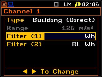 5.3.2 Setting parameters for channels Channel x The Channel x positions enable one to set up or display parameters for the individual channel, like input type and filters for profiles.