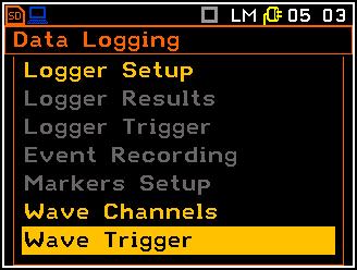 => Setting-up the Wave recorder function The Logger Setup list enables the user to edit the name of the logger file (history of results measurements or wave records) and to set other general