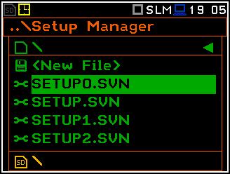 7.3 Managing the setup files Setup Manager The Setup Manager is used for checking the contents of the memory and make operation on Setup files such as: open, delete, copy, move, rename files, create