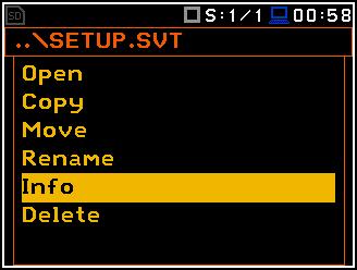 Opening the setup file means that the settings saved in this file will be loaded to the instrument's operation memory.