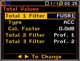 The are three total values, calculated for each channel and for all three total values it is possible to define weighting filter, integration method and accordingly type of signal