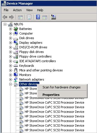 Linux Clients StoreOnce Catalyst over Fibre Channel presents a device type of Processor. On Linux, the device files are created in /dev/sg*.