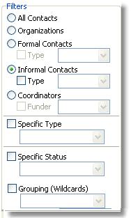 Beneath the table you can display additional information or comments that have been stored about a specific contact, as well as any dated