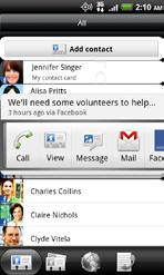 Your contacts list People 77 The All tab of the People screen shows all your contacts, including Google contacts, Exchange ActiveSync contacts, Phone contacts, and Facebook