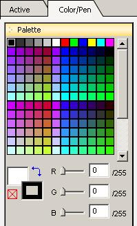 5 Change the text color. ( See page 91) Click the [Color/Pen] tab. Select the fill icon in the current color setting and then select the color you want in [Palette].