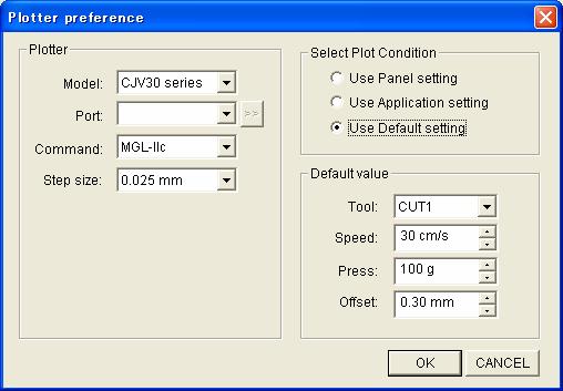 Plotter selection Output settings 6 Make the [Plotter] settings the same as those of the