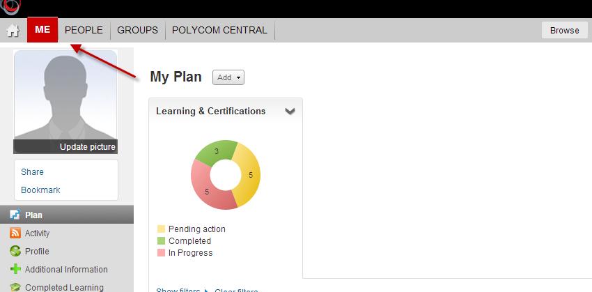 Step 2: Go to the ME menu to begin taking the course. The course or assessment previously added to your plan now appears in the list with a View classes button.