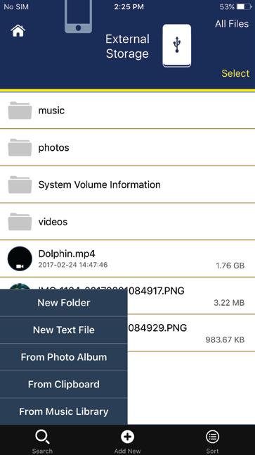 Adding files to external storage You can easily add photos, music, and video files to your external storage so you can take them with you on the go.