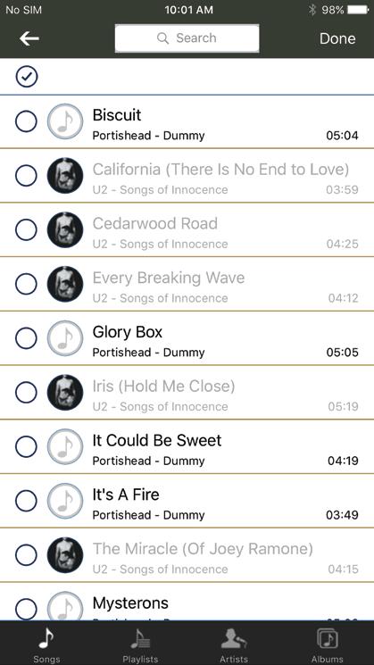 Adding files from the music library Tap Add New and then From Music Library.