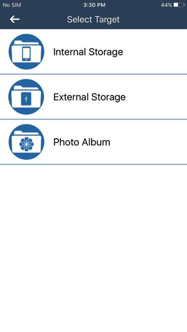 Navigate to where you would like your files copied or moved (Internal Storage, External Storage, or Photo Album).
