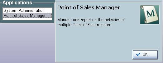 Once the user has clicked on Point of Sales Manager (will be highlighted) Payment.Solution Enterprise Manager will provide a brief description of the application selected.