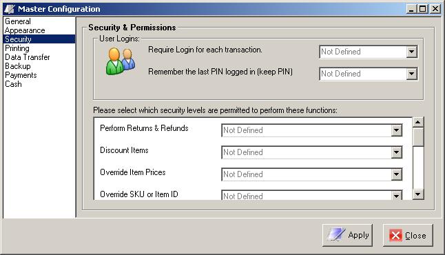 SECURITY Require Login for Each Transaction Selecting this Option (Recommended) When a sale or transaction is complete, the user will be required to login using their PIN number and Password.