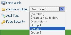 Name your page and choose the folder where you want it placed. If you don t see the folder drop-down list, click on the more options link. Select the folder in which you want to place your page.