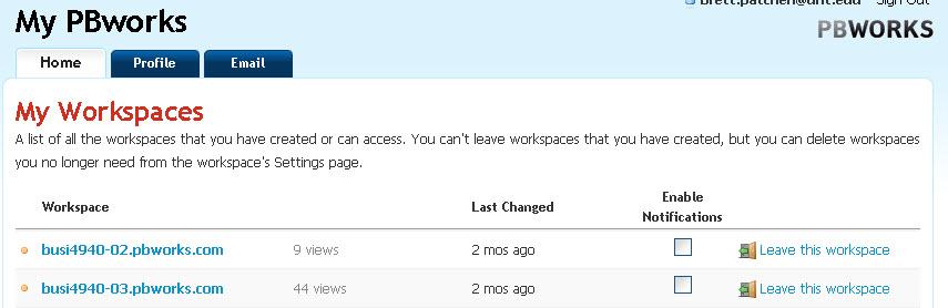3. After you sign in, you will come to My Workspaces. This page shows all the wikis you have joined.