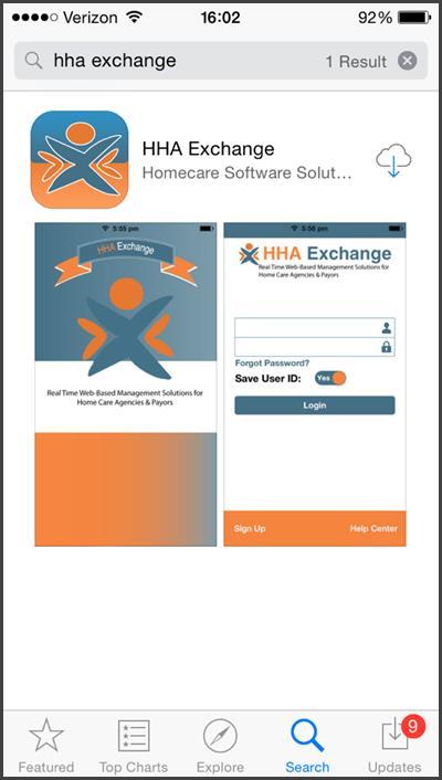 Caregiver Mobile App The HHAeXchange Mobile App, available for both the iphone and Android, is a tool which may be used to place EVVs, review patient and visit information, and manage availability.