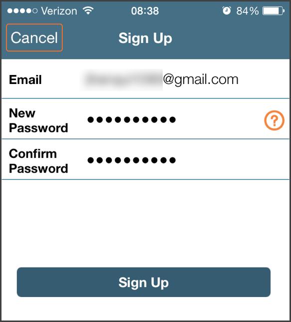 Signing Up and Registering Creating an account for the Mobile App is a two-step process. You must: 1. Sign up by creating log in credentials. 2.