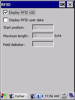 MIRROR VT/5250 Terminal Emulation User Guide 3.2.2 RFID READER Select the check box to enable the RFID reader. Advanced settings are provided as shown below.