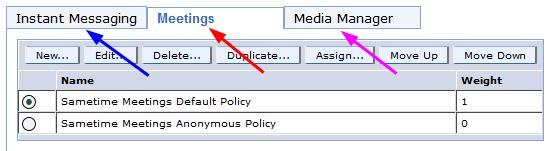 policies.user.xml For environments managed by Sametime Console, policies are configured only in the SSC, required for Sametime 9.0.