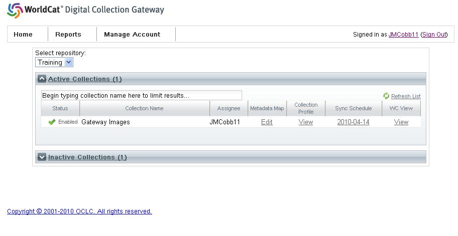 Figure 12: The Gateway Home tab The Reports tab provides you with reporting on your synchronizations.