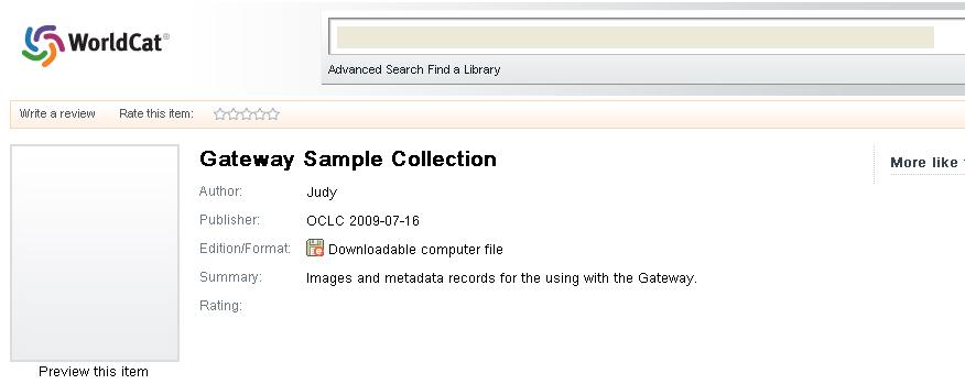 6. Indicate whether or not you want the Gateway to include your collection-level metadata record in WorldCat.