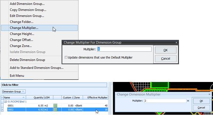 The right-click menu on Dimension groups now includes a Change Multiplier option.