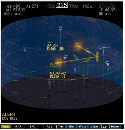 Figure 3.2: Image of CSD displaying conflict between two aircraft [13]. 3.2 Route Assessment Tool The RAT component allows for a pilot to define a new route.