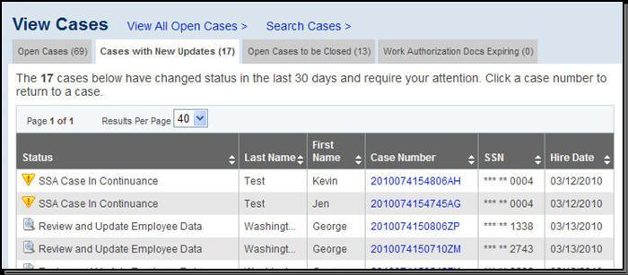 CASES WITH NEW UPDATES WORK AUTHORIZATION DOCUMENTS EXPIRING Page