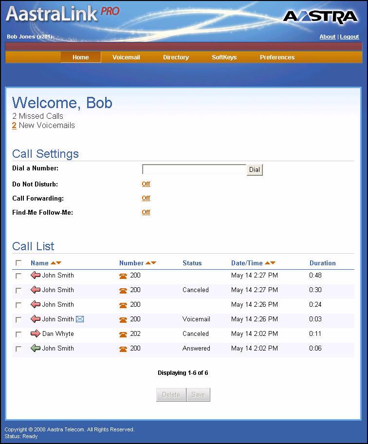 Operating Your Aastra IP Phone Using the Web UI Using Visual Voicemail Using Visual Voicemail When your IP phone receives a new voicemail message, the Home menu updates to show that a new message has