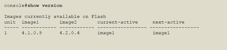 The current-active column now shows the same values as the next-active column. The next step is to activate the image that contains the new firmware.