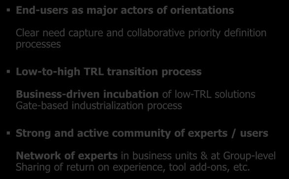 17 / MBSE Large-Scale Deployment Method and Tool Governance MBSE in Thales End-users as major actors of orientations Clear need capture and collaborative priority definition processes Low-to-high TRL