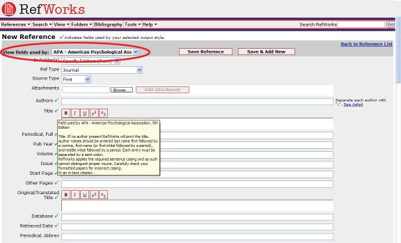 Crea ng Your RefWorks Database (Con nued) Manually Entering References Impor ng from Online Catalogs or Databases C 1.