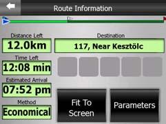 4.6.1 Route data displayed (for destination and via points) In the top section of the screen you see information about the current route.