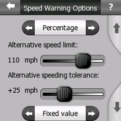 Select whether you want to specify the tolerance as a Fixed value (offset to the speed limit) or as a Percentage. The slider will change depending on which mode you have chosen.