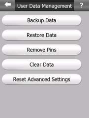 5.6.5 User data management Everything that was saved (pins, My POIs, Favourites, track logs etc.